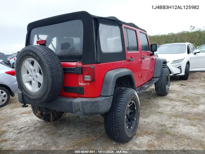 2010 Jeep Wrangler Unlimited Sport VIN: 1J4BB3H12AL125982 Lot: 40481801