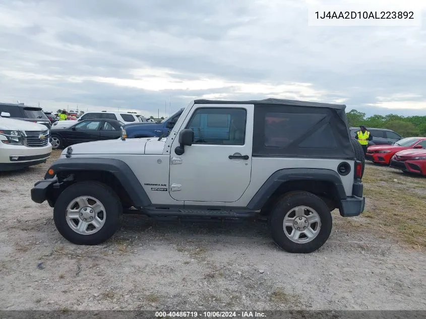 2010 Jeep Wrangler Sport VIN: 1J4AA2D10AL223892 Lot: 40486719