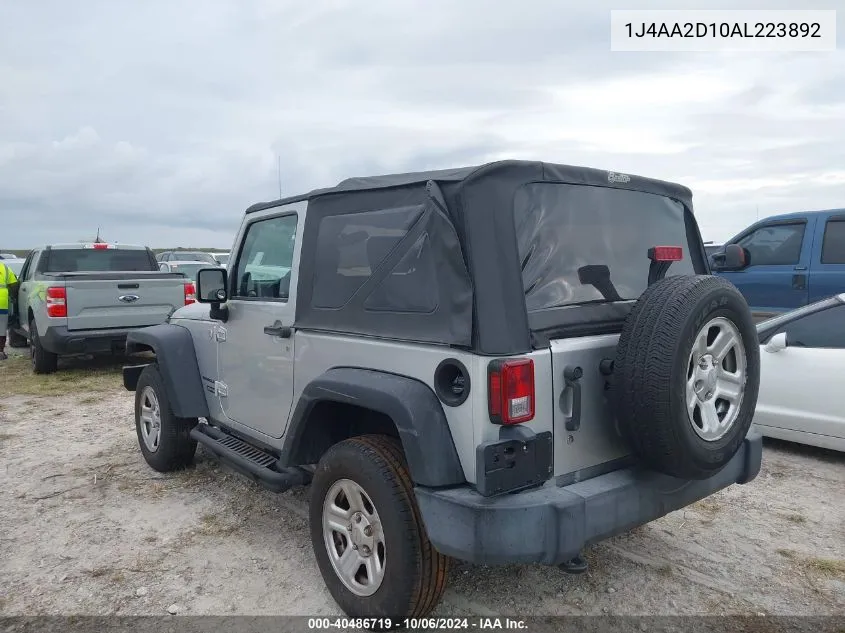 2010 Jeep Wrangler Sport VIN: 1J4AA2D10AL223892 Lot: 40486719