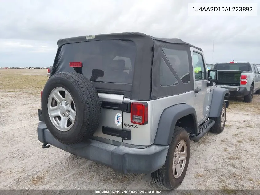 2010 Jeep Wrangler Sport VIN: 1J4AA2D10AL223892 Lot: 40486719