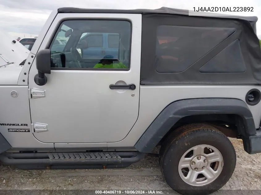 2010 Jeep Wrangler Sport VIN: 1J4AA2D10AL223892 Lot: 40486719