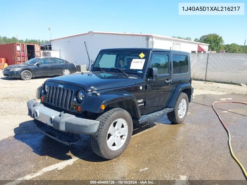 2010 Jeep Wrangler Sahara VIN: 1J4GA5D1XAL216217 Lot: 40488726