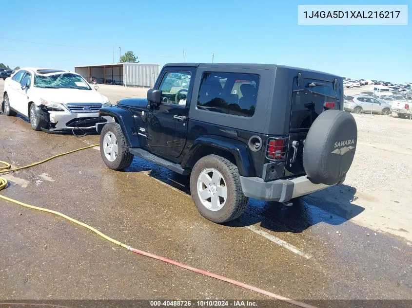 2010 Jeep Wrangler Sahara VIN: 1J4GA5D1XAL216217 Lot: 40488726