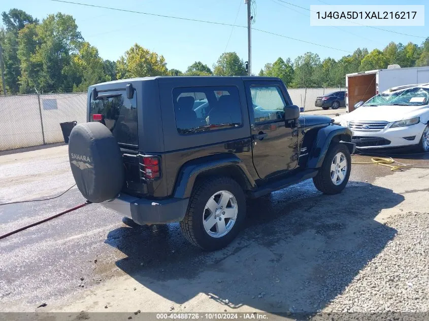 2010 Jeep Wrangler Sahara VIN: 1J4GA5D1XAL216217 Lot: 40488726