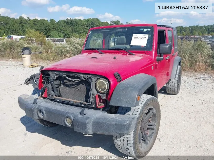 2010 Jeep Wrangler Unlimited Sport VIN: 1J4BA3H16AL205837 Lot: 40579239