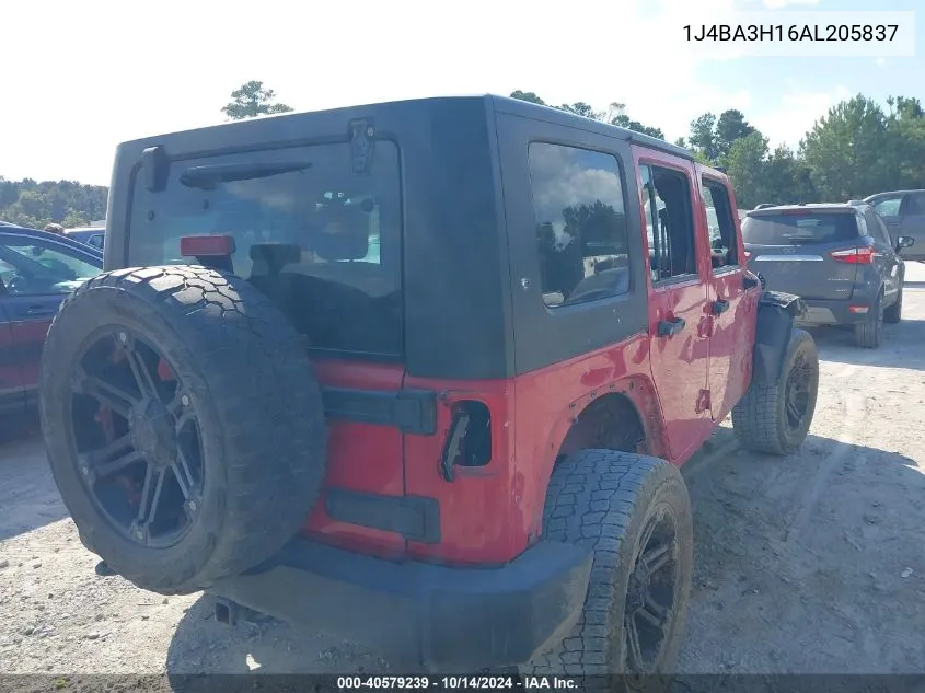 2010 Jeep Wrangler Unlimited Sport VIN: 1J4BA3H16AL205837 Lot: 40579239