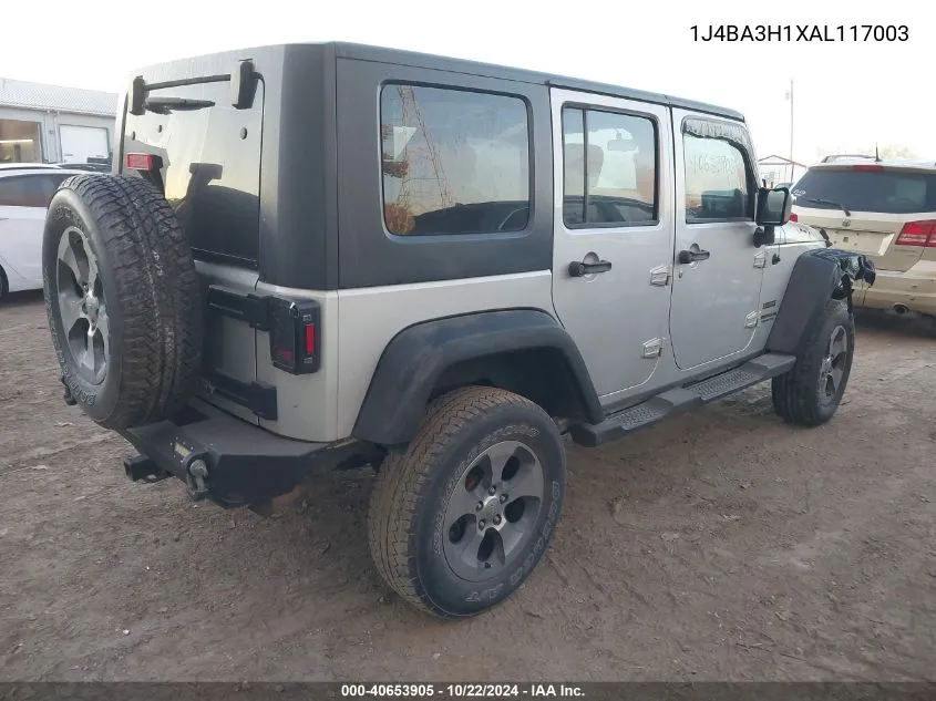 2010 Jeep Wrangler Unlimited Sport VIN: 1J4BA3H1XAL117003 Lot: 40653905