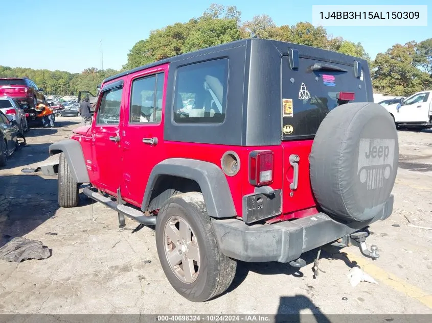 2010 Jeep Wrangler Unlimited Sport VIN: 1J4BB3H15AL150309 Lot: 40698324