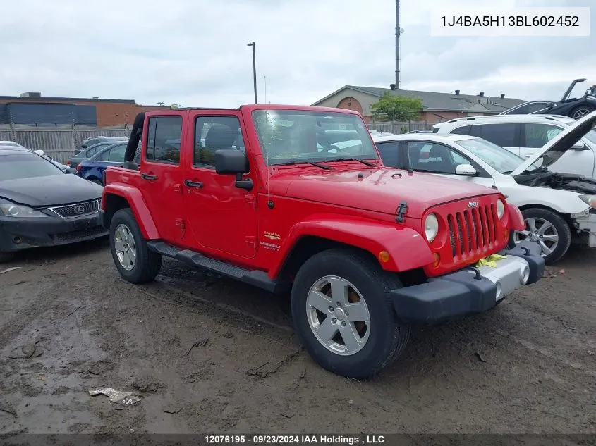 1J4BA5H13BL602452 2011 Jeep Wrangler Unlimited Sahara