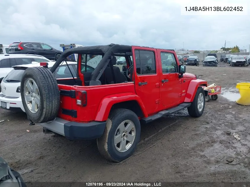 2011 Jeep Wrangler Unlimited Sahara VIN: 1J4BA5H13BL602452 Lot: 12076195