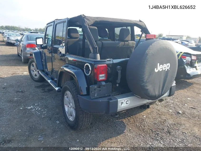 2011 Jeep Wrangler Unlimited Sahara VIN: 1J4BA5H1XBL626652 Lot: 12090512