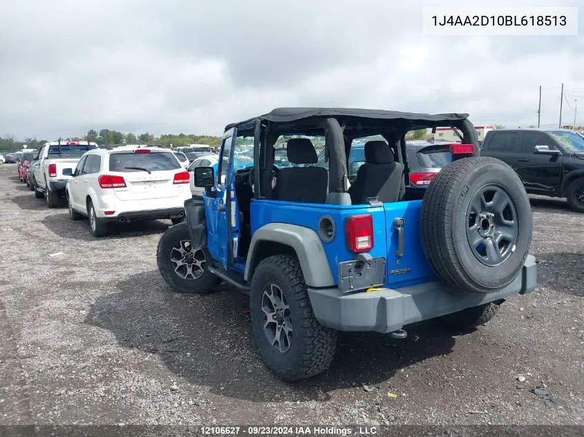 2011 Jeep Wrangler Sport VIN: 1J4AA2D10BL618513 Lot: 12106627