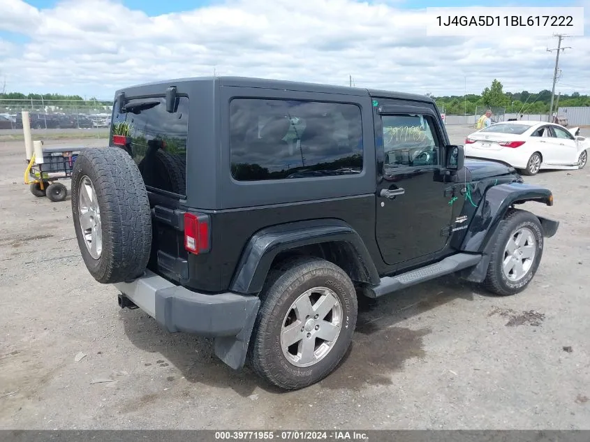 1J4GA5D11BL617222 2011 Jeep Wrangler Sahara