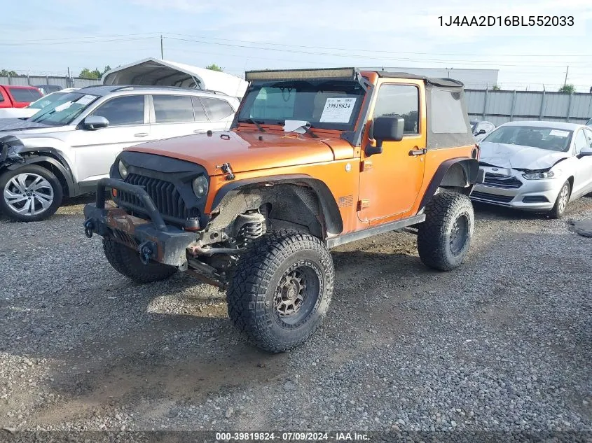 2011 Jeep Wrangler Sport VIN: 1J4AA2D16BL552033 Lot: 39819824