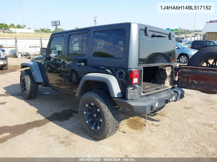 2011 Jeep Wrangler Unlimited Rubicon VIN: 1J4HA6H14BL517152 Lot: 40012320