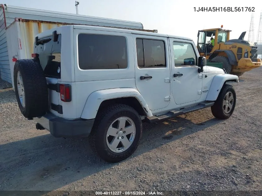 2011 Jeep Wrangler Unlimited Sahara VIN: 1J4HA5H16BL561762 Lot: 40113227