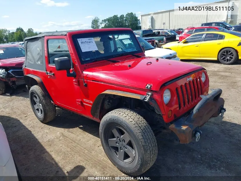 1J4AA2D19BL511105 2011 Jeep Wrangler Sport