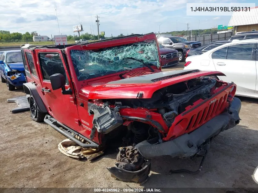 2011 Jeep Wrangler Unlimited Sport VIN: 1J4HA3H19BL583131 Lot: 40245962