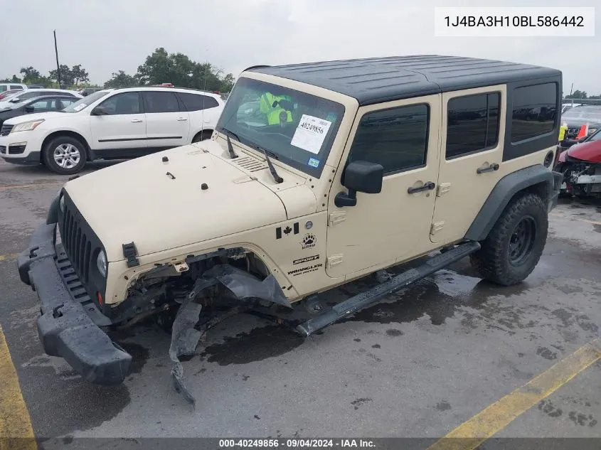 2011 Jeep Wrangler Unlimited Sport VIN: 1J4BA3H10BL586442 Lot: 40249856