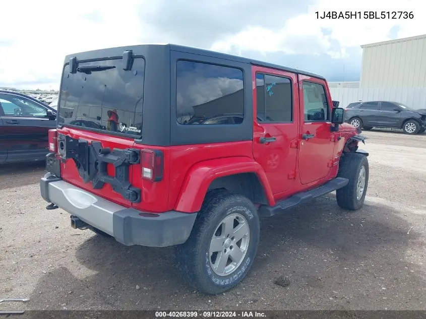 2011 Jeep Wrangler Unlimited Sahara VIN: 1J4BA5H15BL512736 Lot: 40268399