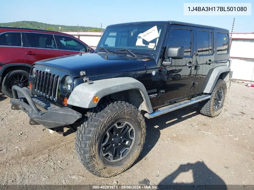 2011 Jeep Wrangler Unlimited Sport VIN: 1J4BA3H17BL501080 Lot: 40281671