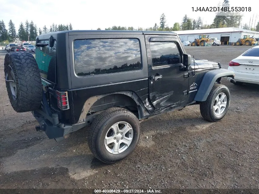 2011 Jeep Wrangler Sport VIN: 1J4AA2D14BL553018 Lot: 40300429