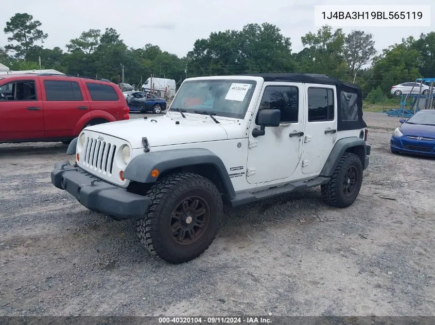 2011 Jeep Wrangler Unlimited Sport VIN: 1J4BA3H19BL565119 Lot: 40320104