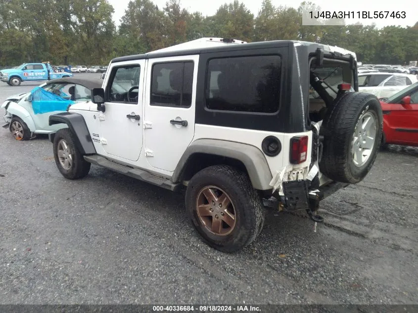 2011 Jeep Wrangler Unlimited Sport VIN: 1J4BA3H11BL567463 Lot: 40336684