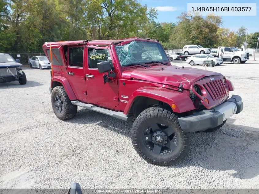 2011 Jeep Wrangler Unlimited Sahara VIN: 1J4BA5H16BL603577 Lot: 40366217