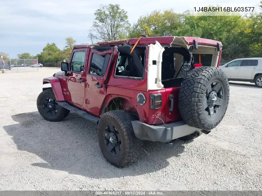 2011 Jeep Wrangler Unlimited Sahara VIN: 1J4BA5H16BL603577 Lot: 40366217