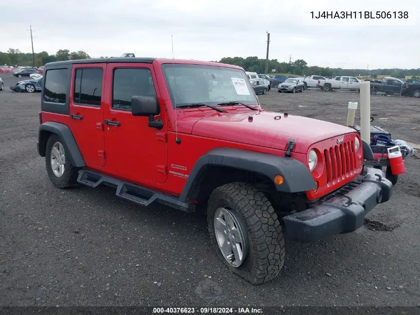 2011 Jeep Wrangler Unlimited Sport VIN: 1J4HA3H11BL506138 Lot: 40376623