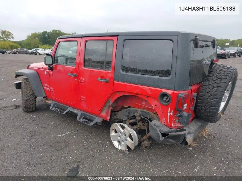 2011 Jeep Wrangler Unlimited Sport VIN: 1J4HA3H11BL506138 Lot: 40376623