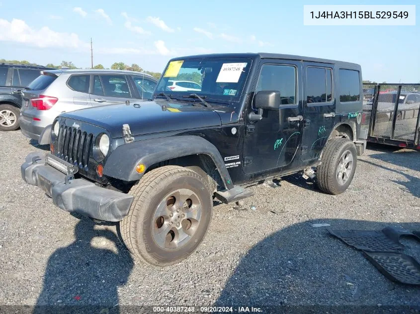 2011 Jeep Wrangler Unlimited Sport VIN: 1J4HA3H15BL529549 Lot: 40387248