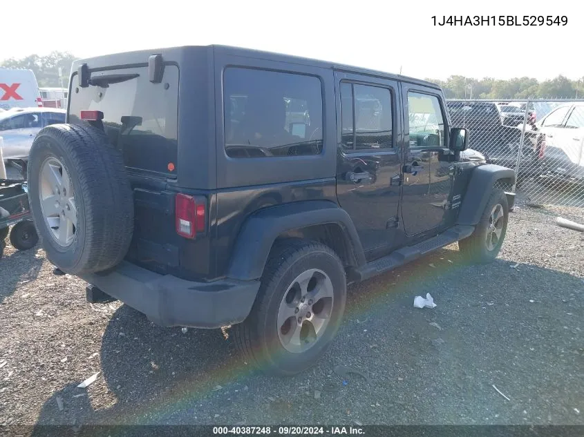 2011 Jeep Wrangler Unlimited Sport VIN: 1J4HA3H15BL529549 Lot: 40387248