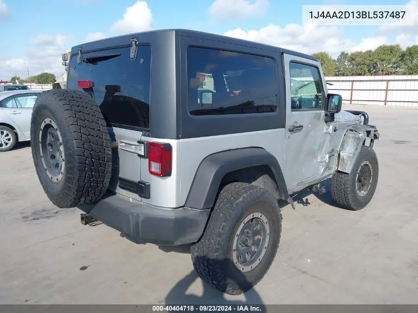 1J4AA2D13BL537487 2011 Jeep Wrangler Sport