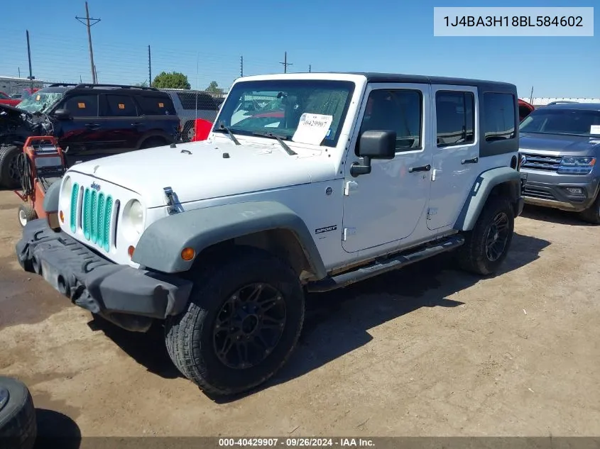 2011 Jeep Wrangler Unlimited Sport VIN: 1J4BA3H18BL584602 Lot: 40429907