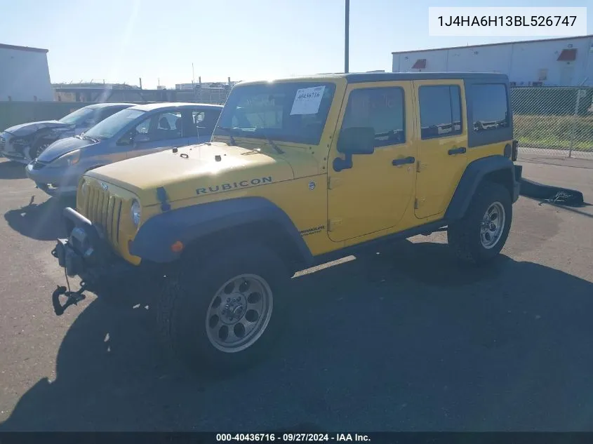 2011 Jeep Wrangler Unlimited Rubicon VIN: 1J4HA6H13BL526747 Lot: 40436716