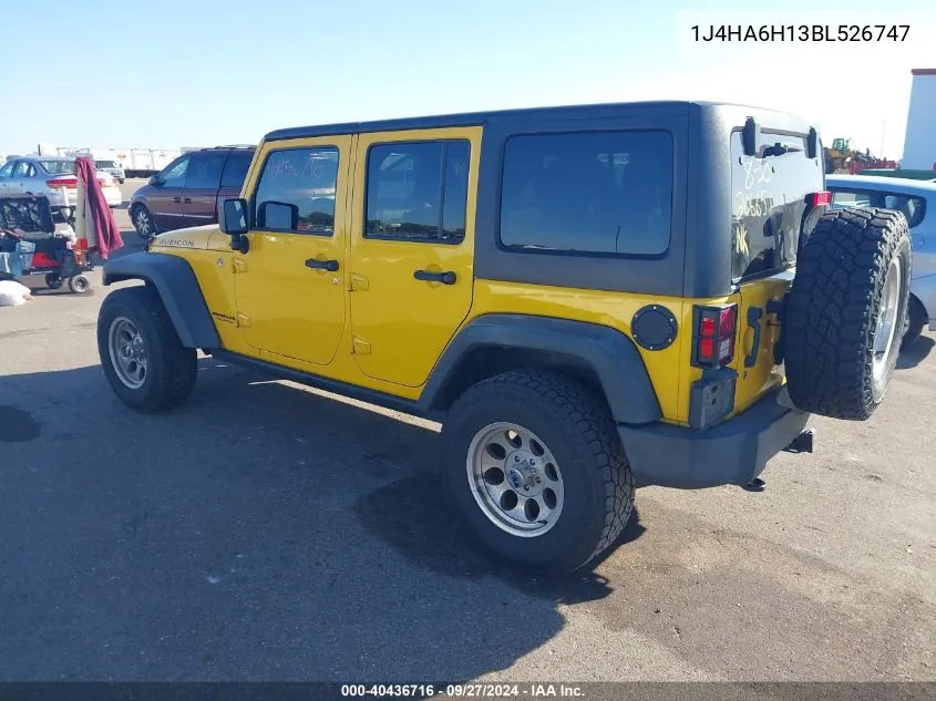 2011 Jeep Wrangler Unlimited Rubicon VIN: 1J4HA6H13BL526747 Lot: 40436716