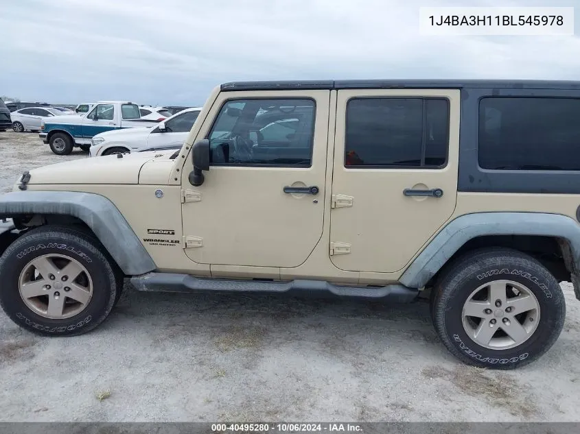 2011 Jeep Wrangler Unlimited Sport VIN: 1J4BA3H11BL545978 Lot: 40495280