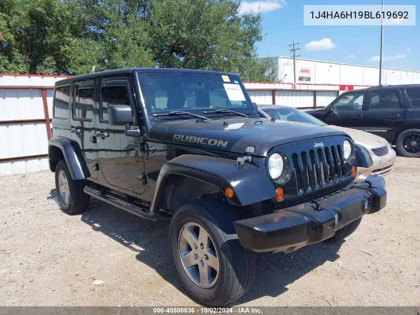 2011 Jeep Wrangler Unlimited Rubicon VIN: 1J4HA6H19BL619692 Lot: 40500836