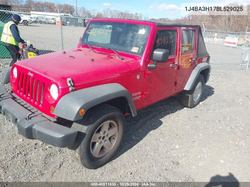 2011 Jeep Wrangler Unlimited Sport VIN: 1J4BA3H17BL529025 Lot: 40511535