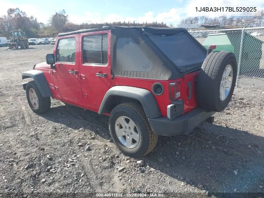 2011 Jeep Wrangler Unlimited Sport VIN: 1J4BA3H17BL529025 Lot: 40511535