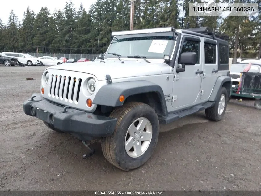 2011 Jeep Wrangler Unlimited Sport VIN: 1J4HA3H14BL560386 Lot: 40554555