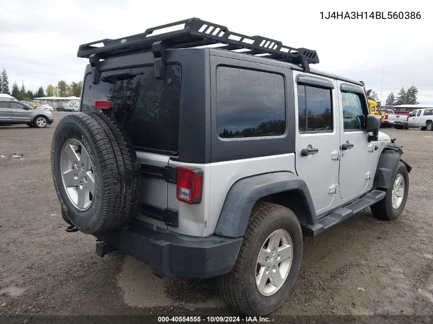 2011 Jeep Wrangler Unlimited Sport VIN: 1J4HA3H14BL560386 Lot: 40554555