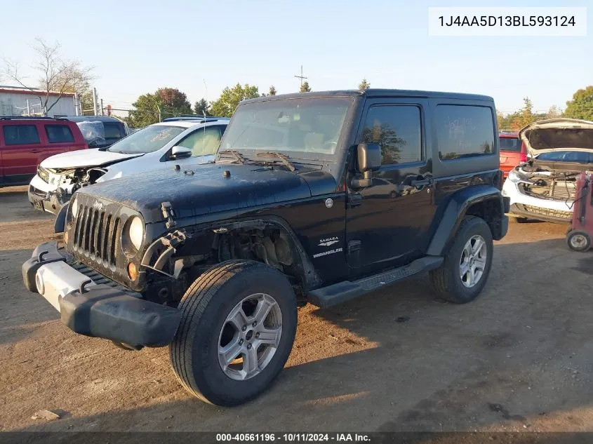 2011 Jeep Wrangler Sahara VIN: 1J4AA5D13BL593124 Lot: 40561196