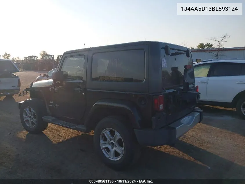 2011 Jeep Wrangler Sahara VIN: 1J4AA5D13BL593124 Lot: 40561196