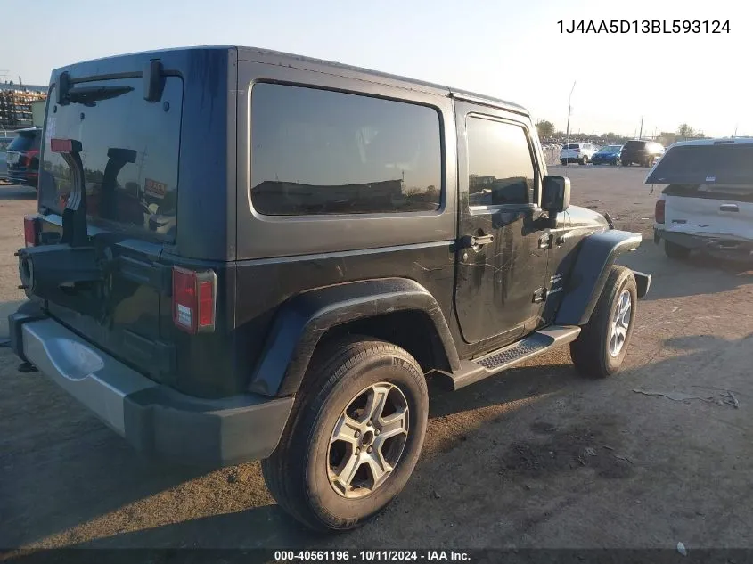 2011 Jeep Wrangler Sahara VIN: 1J4AA5D13BL593124 Lot: 40561196