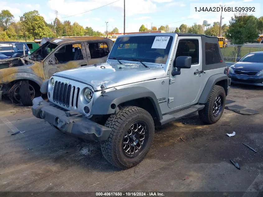 2011 Jeep Wrangler Sport VIN: 1J4AA2D16BL509392 Lot: 40617650