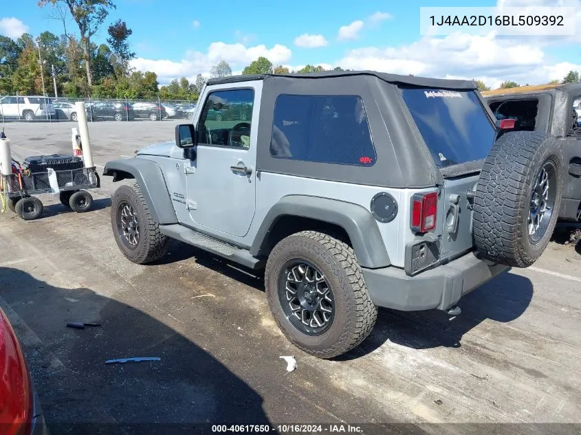 2011 Jeep Wrangler Sport VIN: 1J4AA2D16BL509392 Lot: 40617650