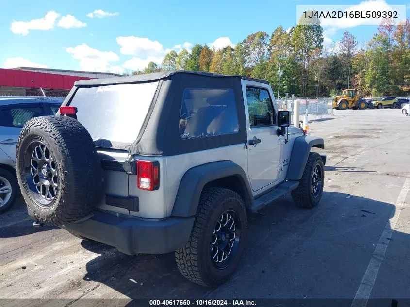 2011 Jeep Wrangler Sport VIN: 1J4AA2D16BL509392 Lot: 40617650